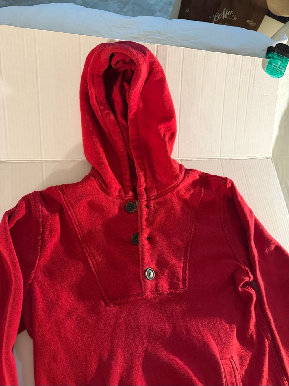 #312 Place Kids Red Hooded Button Pullover